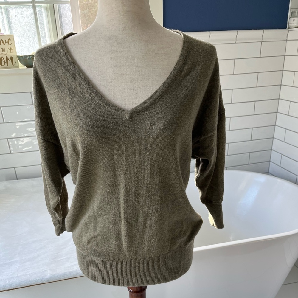 Rubbish Olive V-Neck Women's Sweater